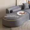 Picture of 278 cm 2-Piece Curved Velvet Sectional Sofa with Pillows