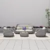 Cocaro 4-Piece Outdoor Rope Weave Swivel Sofa Set with Coffee Table in Grey & White