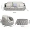 Cocaro 4-Piece Outdoor Rope Weave Swivel Sofa Set with Coffee Table in Grey & White