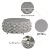 Cocaro 4-Piece Outdoor Rope Weave Swivel Sofa Set with Coffee Table in Grey & White