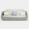 Cocaro 4-Piece Outdoor Rope Weave Swivel Sofa Set with Coffee Table in Grey & White