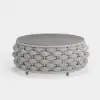 Cocaro 4-Piece Outdoor Rope Weave Swivel Sofa Set with Coffee Table in Grey & White