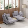 Modern 2130 mm 3-Seater Linen Convertible Sleeper Sofa with Adjustable Backrest
