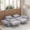 Modern 2130 mm 3-Seater Linen Convertible Sleeper Sofa with Adjustable Backrest