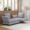 Modern 2130 mm 3-Seater Linen Convertible Sleeper Sofa with Adjustable Backrest