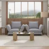 Modern 2130 mm 3-Seater Linen Convertible Sleeper Sofa with Adjustable Backrest