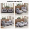 Modern 2130 mm 3-Seater Linen Convertible Sleeper Sofa with Adjustable Backrest