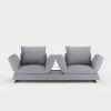 Modern 2130 mm 3-Seater Linen Convertible Sleeper Sofa with Adjustable Backrest