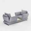 Modern 2130 mm 3-Seater Linen Convertible Sleeper Sofa with Adjustable Backrest