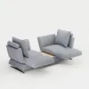 Modern 2130 mm 3-Seater Linen Convertible Sleeper Sofa with Adjustable Backrest