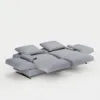 Modern 2130 mm 3-Seater Linen Convertible Sleeper Sofa with Adjustable Backrest
