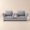 Modern 2130 mm 3-Seater Linen Convertible Sleeper Sofa with Adjustable Backrest