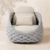 Cocaro Outdoor Aluminium & Rope Weave Lounge Chair in Grey & White