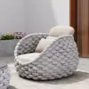 Picture of Cocaro Outdoor Aluminium & Rope Weave Swivel Lounge Chair in Grey & White