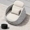 Picture of Cocaro Outdoor Aluminium & Rope Weave Swivel Lounge Chair in Grey & White