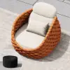 Picture of Cocaro Outdoor Aluminium & Rope Weave Swivel Lounge Chair in Orange
