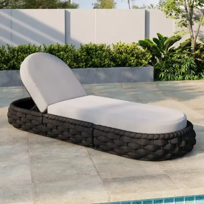 Cocaro Outdoor Aluminium & Rope Weave Adjustable Chaise Lounge in Dark Grey