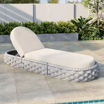 Cocaro Outdoor Aluminium & Rope Weave Adjustable Chaise Lounge in Grey & White