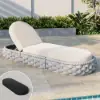 Cocaro Outdoor Aluminium & Rope Weave Adjustable Chaise Lounge in Grey & White