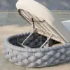 Cocaro Outdoor Aluminium & Rope Weave Adjustable Chaise Lounge in Grey & White