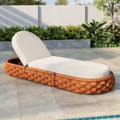 Cocaro Outdoor Aluminium & Rope Weave Adjustable Chaise Lounge in Orange