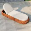 Cocaro Outdoor Aluminium & Rope Weave Adjustable Chaise Lounge in Orange