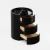 Modern white Bedside Table with 3-drawer marble and leather – Sintered Stone Top