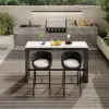 2 Pieces Outdoor Chair Patio Woven Rope & Aluminium 960 mm Bar Stools Set with Swivel Base