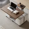 100 cm Lift-Top Foldable Walnut & White Coffee Table with 4 Stools & Storage