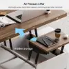100 cm Lift-Top Foldable Walnut & White Coffee Table with 4 Stools & Storage