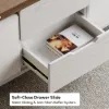 100 cm Lift-Top Foldable Walnut & White Coffee Table with 4 Stools & Storage