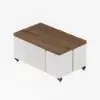 100 cm Lift-Top Foldable Walnut & White Coffee Table with 4 Stools & Storage