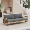 Ropipe Woven Rope Outdoor Sofa 3-Seater Sofa with Dark Gray Polyester Pillow Cushion