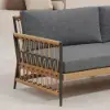 Ropipe Woven Rope Outdoor Sofa 3-Seater Sofa with Dark Gray Polyester Pillow Cushion