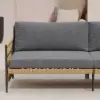 Ropipe Woven Rope Outdoor Sofa 3-Seater Sofa with Dark Gray Polyester Pillow Cushion