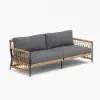 Ropipe Woven Rope Outdoor Sofa 3-Seater Sofa with Dark Gray Polyester Pillow Cushion