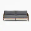 Ropipe Woven Rope Outdoor Sofa 3-Seater Sofa with Dark Gray Polyester Pillow Cushion