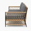Ropipe Woven Rope Outdoor Sofa 3-Seater Sofa with Dark Gray Polyester Pillow Cushion