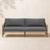 Ropipe Woven Rope Outdoor Sofa 3-Seater Sofa with Dark Gray Polyester Pillow Cushion