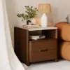 Picture of Arvona Modern Walnut Wooden 2-Drawer Nightstand with Sintered Stone Top, Set of 2