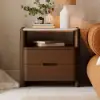 Picture of Arvona Modern Walnut Wooden 2-Drawer Nightstand with Sintered Stone Top, Set of 2