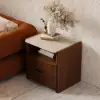 Picture of Arvona Modern Walnut Wooden 2-Drawer Nightstand with Sintered Stone Top, Set of 2