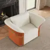 Modern Faux Leather Living Room Sofa Set in White & Orange Set of 3
