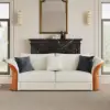 Modern Faux Leather Living Room Sofa Set in White & Orange Set of 3