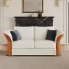 Modern Faux Leather Living Room Sofa Set in White & Orange Set of 3