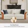 Modern Faux Leather Living Room Sofa Set in White & Orange Set of 3
