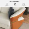 Modern Faux Leather Living Room Sofa Set in White & Orange Set of 3