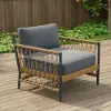 Ropipe Woven Rope Outdoor Armchair Accent Chair with Dark Gray Polyester Cushion
