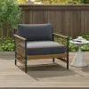 Ropipe Woven Rope Outdoor Armchair Accent Chair with Dark Gray Polyester Cushion