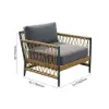 Ropipe Woven Rope Outdoor Armchair Accent Chair with Dark Gray Polyester Cushion